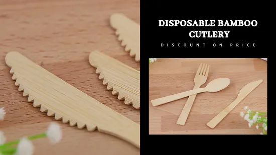 100% Natural Disposable Bamboo Cutlery 170mm Length Bamboo Spoon Custom for Dinner 