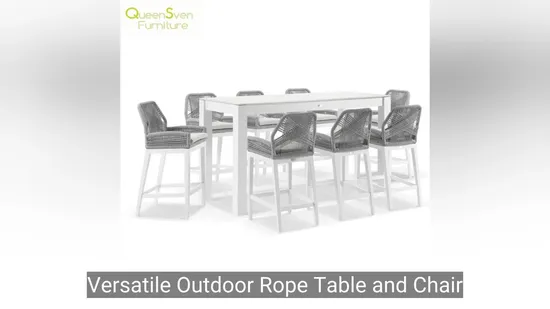 Versatile Outdoor Rope Table and Chair Stool Bar Set for 8