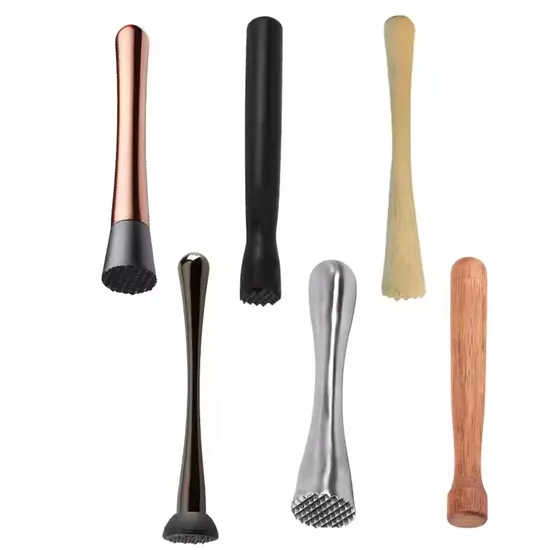 New Arrival Wholesale Price Gunmetal Black Silver Gold Rose Gold 20.5cm Colorful Metal Cocktail Muddler for Party Bar Restaurant 