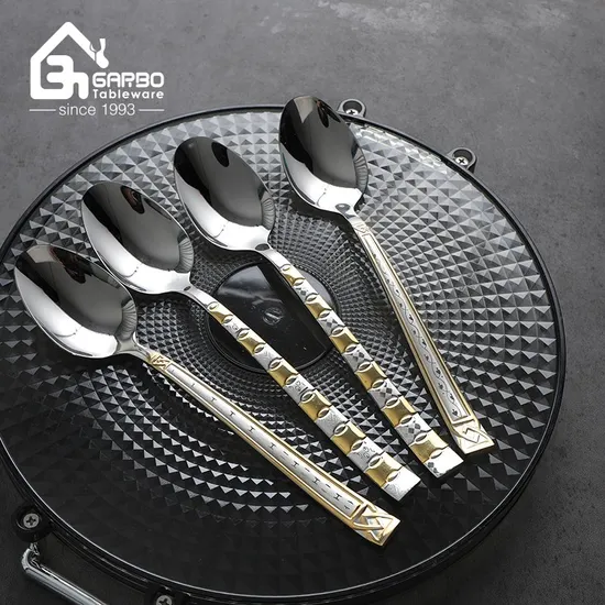 Stainless Steel Flatware Tea Spoon with Pink handle for Restaurant and bar 