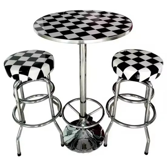 Bar Height Table and Chair Set Stainless Steel Bar Table Sets 