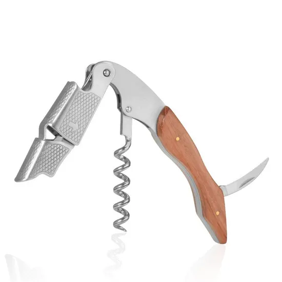 Wholesale Premium Rosewood Waiters Corkscrew with Leather Case for Bar Wine Promotion 
