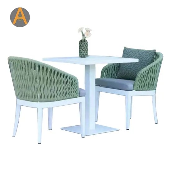 High Quality Patio Villa Terrace Bar Furniture Hotel Restaurant Coffee Shop Rattan Dining Table Set 