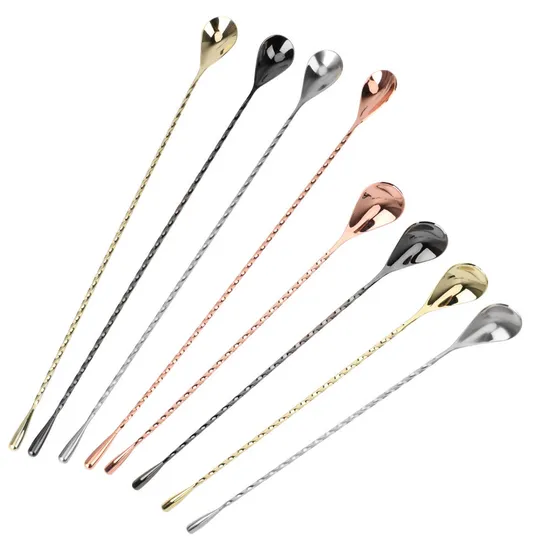 30cm 40cm Spoon Bar Metal Drink Stirrers Stainless Steel Bar Tools Cocktail Stirring Spoon 