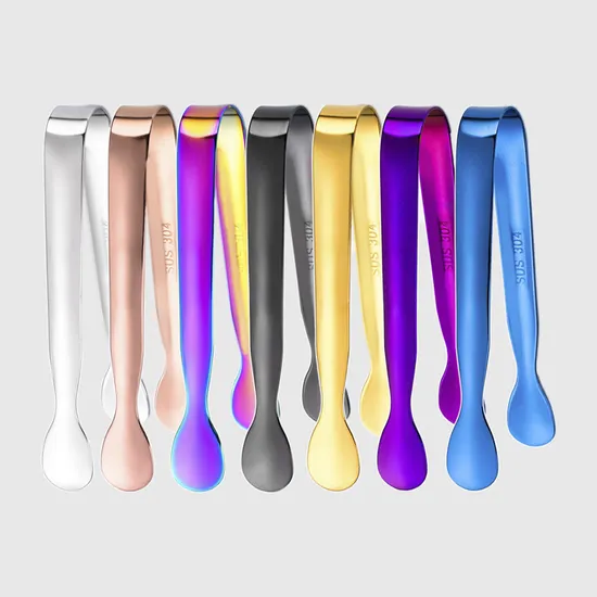 Creative 304 Hammered Stainless Steel Sugar Cube Ice Tongs Silverware Bar Mini Ice Tongs Bacon Tongs 