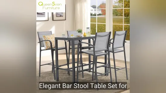 Elegant Bar Stool Table Set for Contemporary Living Areas in Grey 