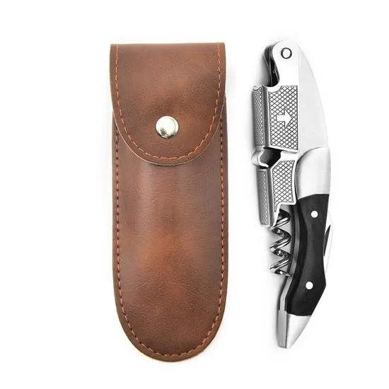 Wine Accessories Stainless Steel Wine Corkscrew with Leather Case 