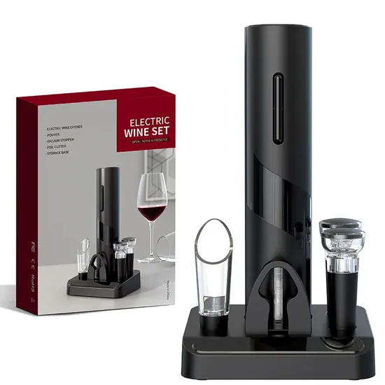 Customized 3 in 1 Automatic Beer Bottle USB Charge Electric Wine Opener Gift Set OEM Bar Tools 