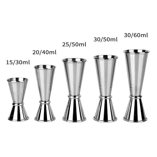Custom Color Customizable Various Capacity Sizes Logo Ring Wine Cocktail Bar Measuring Cup Stainless Steel Measure Japanese Jigger 