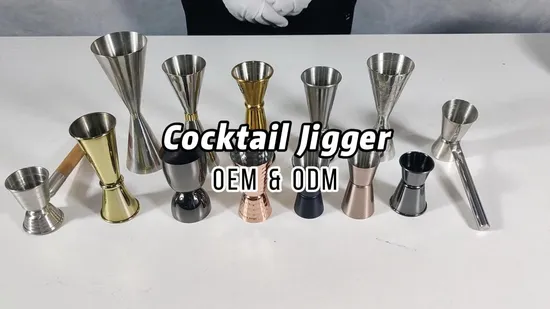 304 Stainless Steel Bar Silver Rainbow Black Gold Jigger 10ml 20ml 30ml Custom Double Cocktail Jigger with Scale Mark Measuring Cocktail Jigger 