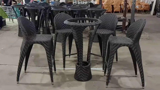 5 Piece Outdoor Patio Rattan Dining Bar Furniture Set 